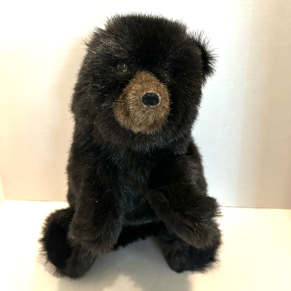 Realistic Black Bear Hand Puppet Stuffed Animal